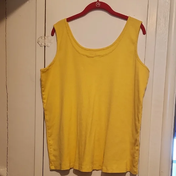 🔥Woman Within Ribbed Sunny Yellow Tank Top - Picture 1 of 4